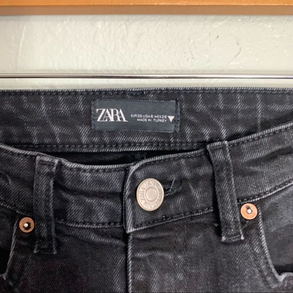 ZARA high waisted straight leg raw hem denim jean - Picture 5 of 7